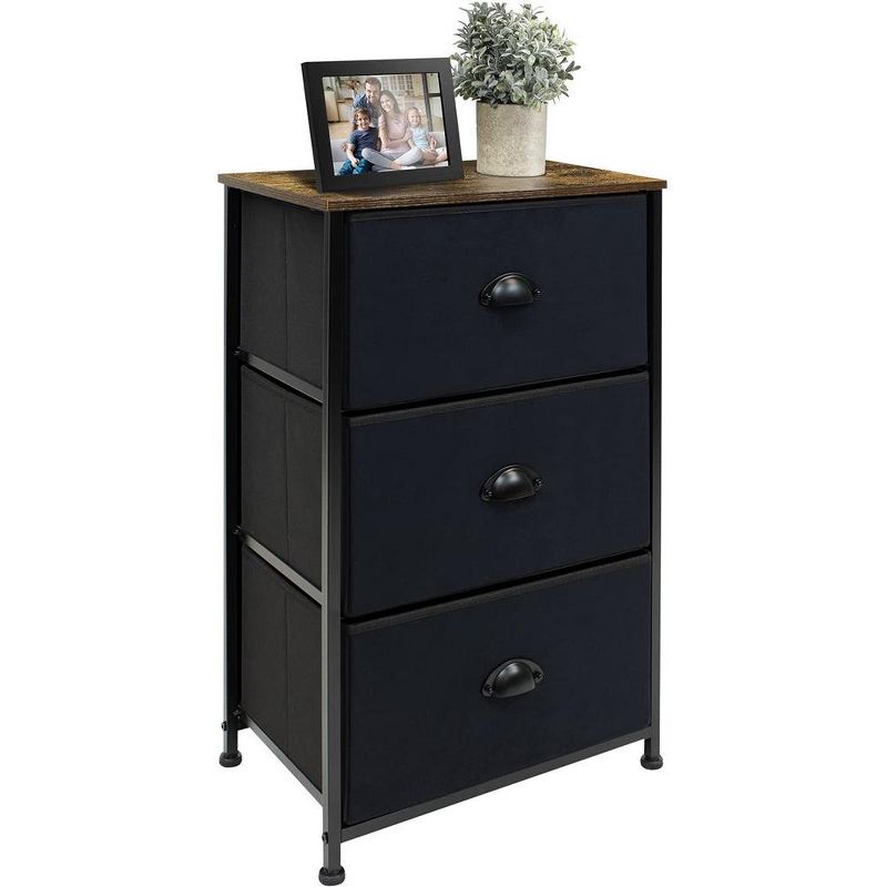 Sorbus Nightstand with 3 Drawers - Steel Frame, Wood Top & Easy Pull Fabric Bins - Perfect for Home, Bedroom, Office & College Dorm, 4 of 9