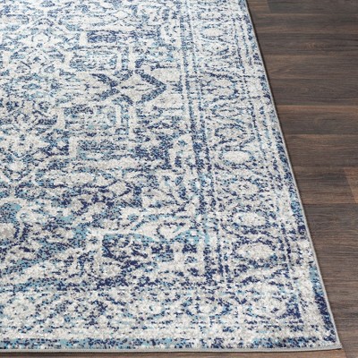 Emma Traditional Navy and Gray Square Area Rug