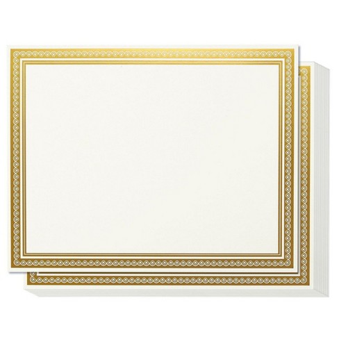 50-sheet Award Certificate Papers, Letter Sized, White With Gold Foil ...