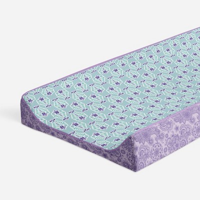 Bacati - Isabella Paisley Aqua/Lilac/Purple Floret Changing Pad Cover
