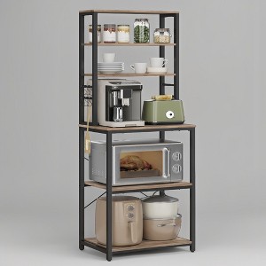 VASAGLE Coffee Bar, Bakers Rack for Kitchen with Storage, 6-Tier Kitchen Shelves with 6 Hooks, Microwave Stand, Industrial - 1 of 3