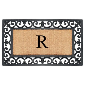 A1HC Natural Rubber & Coir 18x30, Monogrammed Doormat For Outdoor Entrance, Anti-Shed Treated Mat - 1 of 4