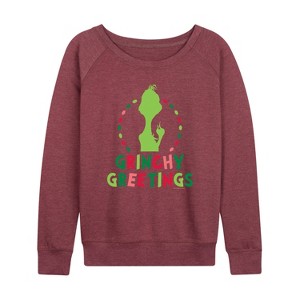 Women's - Dr. Seuss -  Lightweight French Terry Wide Neck Long Sleeve Shirt - 1 of 4