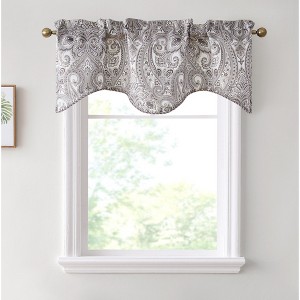 HLC.ME Paris Paisley Rod Pocket Short Scalloped Curtain Valance Basement, Bathroom, Kitchen and Small Windows - 1 of 4