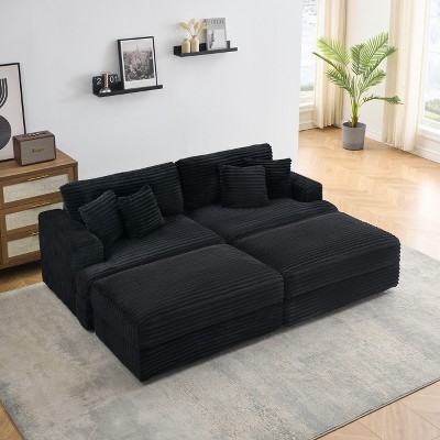 Sapphtopaz Couches for Living Room 3-Seater Sofa Couch Upholstered Sofa Bed with 4 Matching Toss Pillows Sleeper Sofa for Bedroom,Apartment