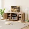 Rattan TV Stand , Boho Style Entertainment Center with 2-Tier Storage, Wooden TV & Media Console Cabinet for Living Room - 2 of 4