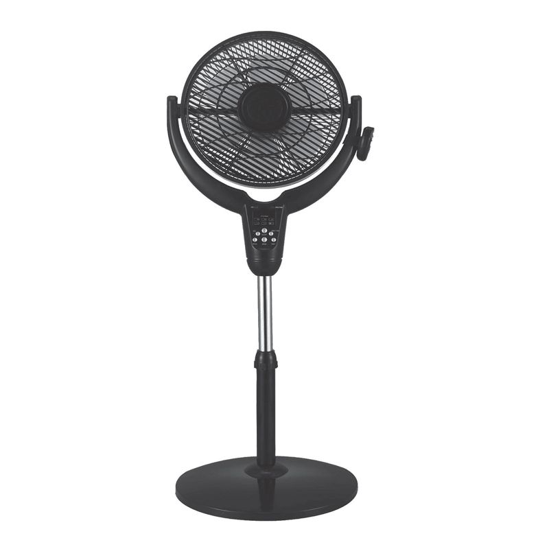Optimus 14 Inch Louver Rotating Oscil Pedestal Air Circulator with Remote, LED and Timer, 1 of 4