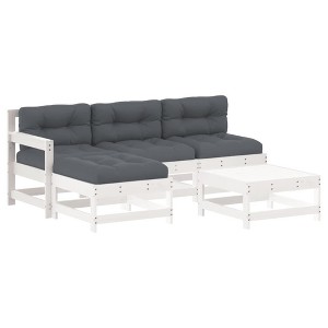 vidaXL Patio Lounge Set with Cushions Outdoor Conversation Set Solid Wood - White Pine - 1 of 4