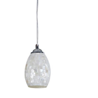 Ravenna Mini Chrome Pendant with Sea Shell Mosaic 5" Shade