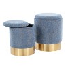 Marla Contemporary Nesting Ottoman Set in Gold Metal and Blue Fabric by LumiSource - 2 of 4