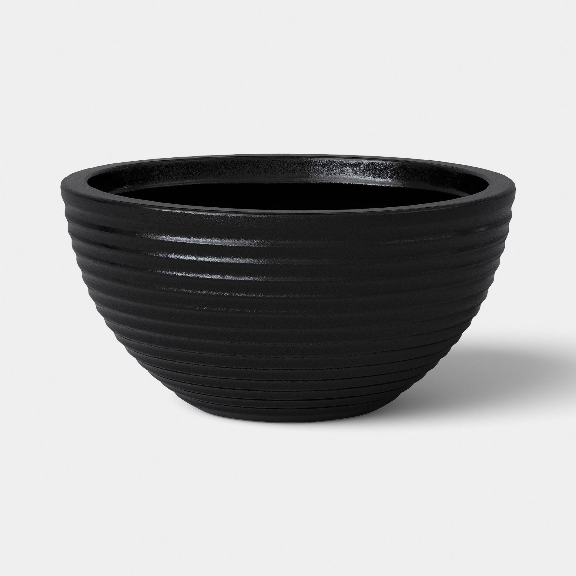 Grooved Bowl Outdoor Planter Black 16"x8" - Threshold™