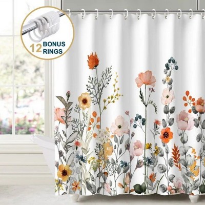 LunaLulinlk Floral Shower Curtain with Hooks – Heavy-Duty Mold/Mildew-Resistant