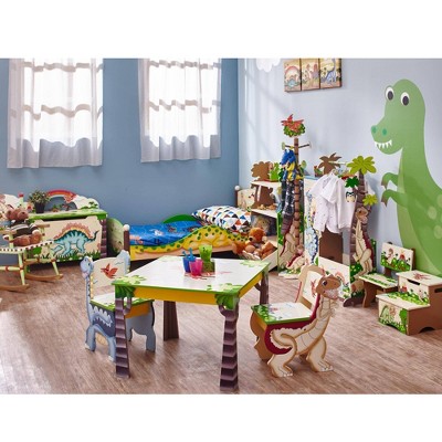 Dinosaur Kingdom Whimsical Kids' Wooden Bookshelf with Drawer