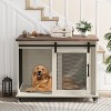 Dog Crate Furniture,Dog Kennel Furniture with Sliding Barn Door & Flip Top - 36" Large Pet Cage Divider, 360¡ã Wheels for Pets Up to 70Lbs - 2 of 4