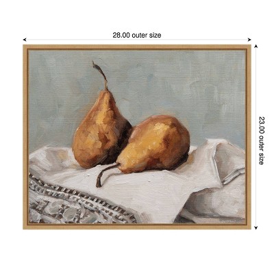 Pair of Pears II Brown Framed Canvas Wall Art Print