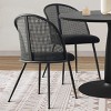 5-Piece Round Dining Table Set with 4 Rattan Backrest Upholstered Chair for Dining Room, Apartment  - Maison Boucle - 2 of 4