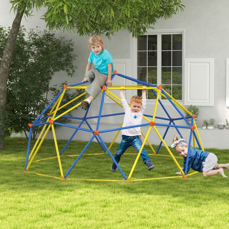 Outsunny Climbing Dome, 10' Jungle Gym Supports 594 lbs. for 1-6 Kids, Outdoor Play Equipment for 3-8 Years Old, Easy Install, Multi-Color, 2 of 7