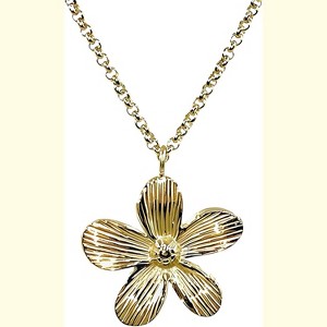 Dainty Flower Pendant Necklace 14K Gold Plated Feminine Jewelry - 1 of 4