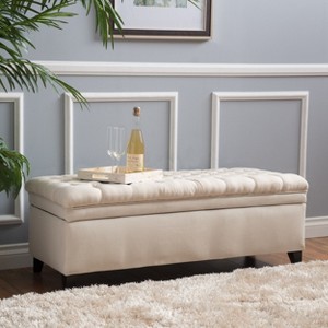 Grungis Ottoman Bench with Storage,Upholstered Tufted Footstool Sofa Chair with Wood Framework for Living Room Bedroom Office - 1 of 4