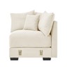 Vynxaria 28" Cream Corduroy Corner Sofa - Extra-Wide Thick Armrests, Oversized Deep Seating, Modular Design, Movable Ottoman, with Pillows - 3 of 4