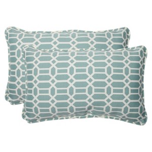 Pillow Perfect 2-Piece Outdoor Lumbar Pillows - Rhodes, Blue Beige