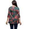 24seven Comfort Apparel Green Floral Print Three Quarter Sleeve Tunic Top - 3 of 3
