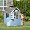 Outsunny Playhouse for Kids Outdoor, Country Style Wooden Playhouse with Flower Pot Holders, Door, Windows, Service Stations for 3-7 Years, Blue - 2 of 4
