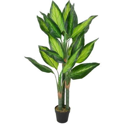 Artificial Dieffenbachia Floor Plant - 40-inch Potted Faux