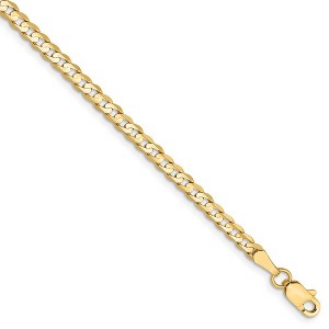 Black Bow Jewelry 3mm, 14k Yellow Gold, Open Concave Curb Chain Bracelet - 1 of 4