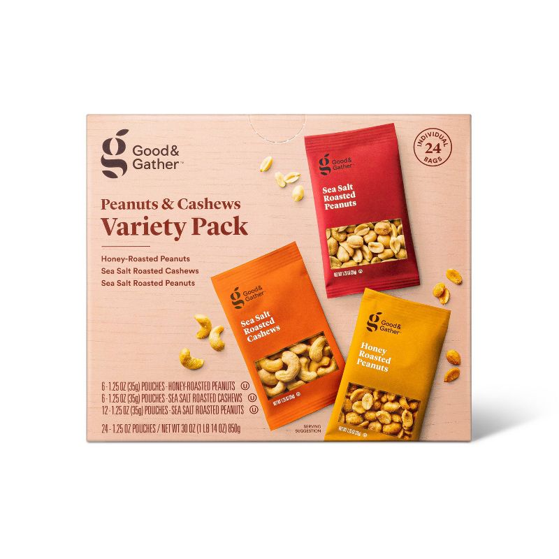 Peanuts and Cashews Variety Pack - 24ct - Good &#38; Gather&#8482;, 1 of 5