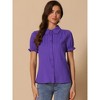 INSPIRE CHIC Women's Short Sleeve Button Down Peter Pan Collar Blouse - 3 of 4