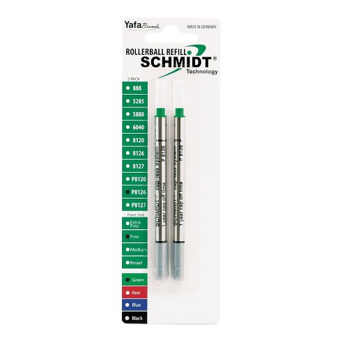 Schmidt P8126 Black, Blue, Green, Red Capless Rollerball Refill, 0.6mm - 12 PK