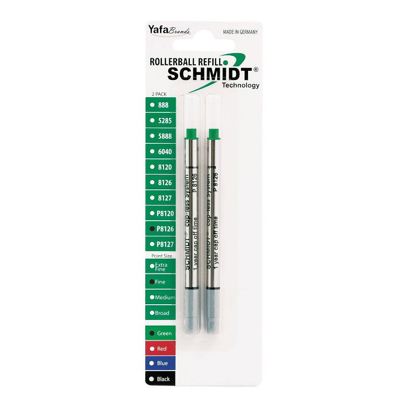 Schmidt Ink Schmidt 8126 Rollerball Short Capless Refill Fine Green 2 Pack (SC58122), 1 of 6