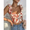 YESFASHION Floral Tanks For Women Lace-up Shoulder Straps With Chest Pad Vocation Summer Strappy Corset - 2 of 4