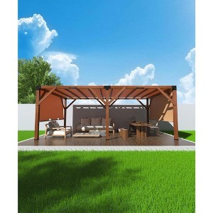 12 X 20 FT Wood Pergola, Retractable Shade Canopy, Outdoor Wooden Pergola for Patio - 1 of 4