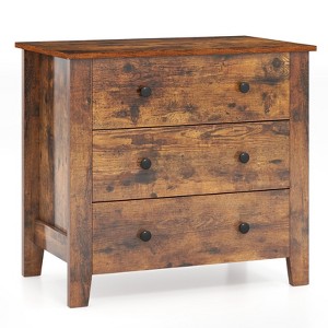 Tangkula 3-Drawer Dresser 28.5" Wide Chest of Drawers Modern Large Nightstand for Bedroom - 1 of 4