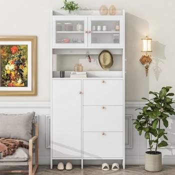 Multi-functional Shoe Racks with 3 Flip Drawers, Shoe Cabinet with Open Storage Space - The Pop Home