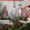 Northlight Set of 3 Red and White Beaded Christmas Trees Wooden Table Decorations 0.98 FT - 2 of 4