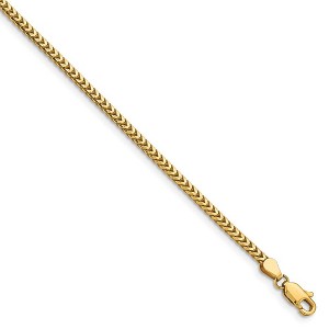 Black Bow Jewelry 2.5mm, 14k Yellow Gold, Solid Franco Chain Bracelet - 1 of 4