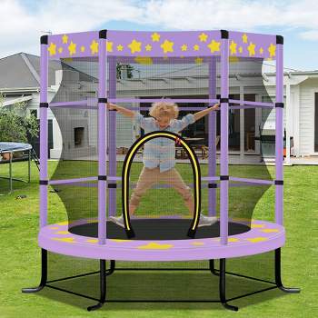 4.5FT Kids Trampoline with Safety Enclosure Net, 55" Outdoor Indoor Trampoline for Kids, 4A -ModernLuxe