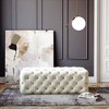 Kaylee 49" Velvet Ottoman Cream 49.2"W x 21.3"D x 15.5"H - 2 of 4