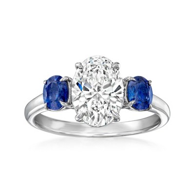 Ross-Simons 2.00 Carat Lab-Grown Diamond Ring With 1.00 ct. t.w. Sapphires in 14kt White Gold