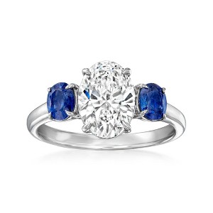 Ross-Simons 2.00 Carat Lab-Grown Diamond Ring With 1.00 ct. t.w. Sapphires in 14kt White Gold - 1 of 4
