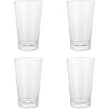 Elle Decor Ribbed Highball Glasses, Set of 4, 16oz Tall Drinking Glasses, For Gin and Tonics, Cocktails, and Juice, Stackable Vintage Style