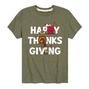 Boys' - Peanuts - Happy Thanksgiving Short Sleeve Graphic T-Shirt - 1 of 4