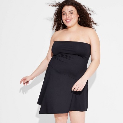 Women's Asymmetrical Tube Mini Dress - Wild Fable™ Black 4x : Target