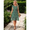 Allegra K Women's Floral Flutter Sleeves V Neck Smocked Ruffle Sundresses - 3 of 4