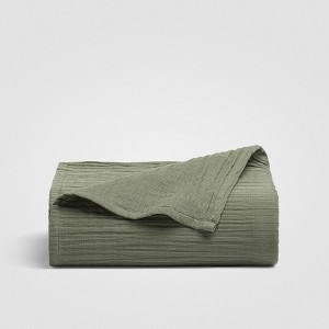 Crane Home | Zen Crinkled Comfort Flat Sheet (Matcha) - 1 of 4