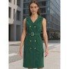 Allegra K Women's Sleeveless V Neck Notched Lapel Double Breasted Belted Work Office Dress - 2 of 4
