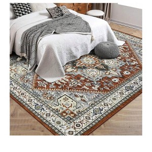 Area Rug - Washable Vintage Rugs for Living Room, Non-Slip Low Pile Soft Rugs with Rubber Backing, Carpet for Dining Room - 1 of 4